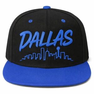 Dallas Snapback Hat Black Royal Blue Embroidered Dallas Skyline Cap Streetwear